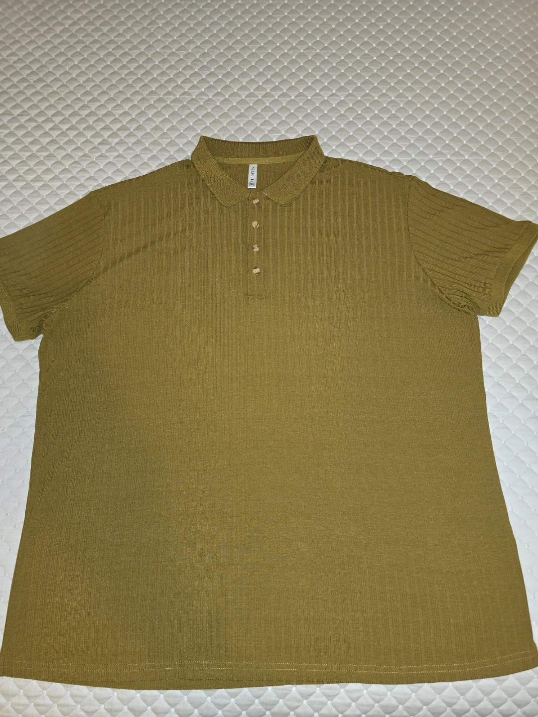 XXL - Nittagut Men's Ribbed Polo Shirt - Olive Green - (CLEAN)