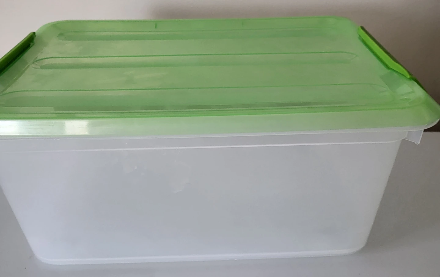 Plastic Storage Bin with Green Lid - photo 2