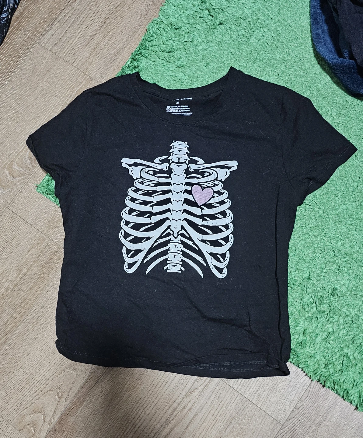Black Skeleton Print T-Shirt