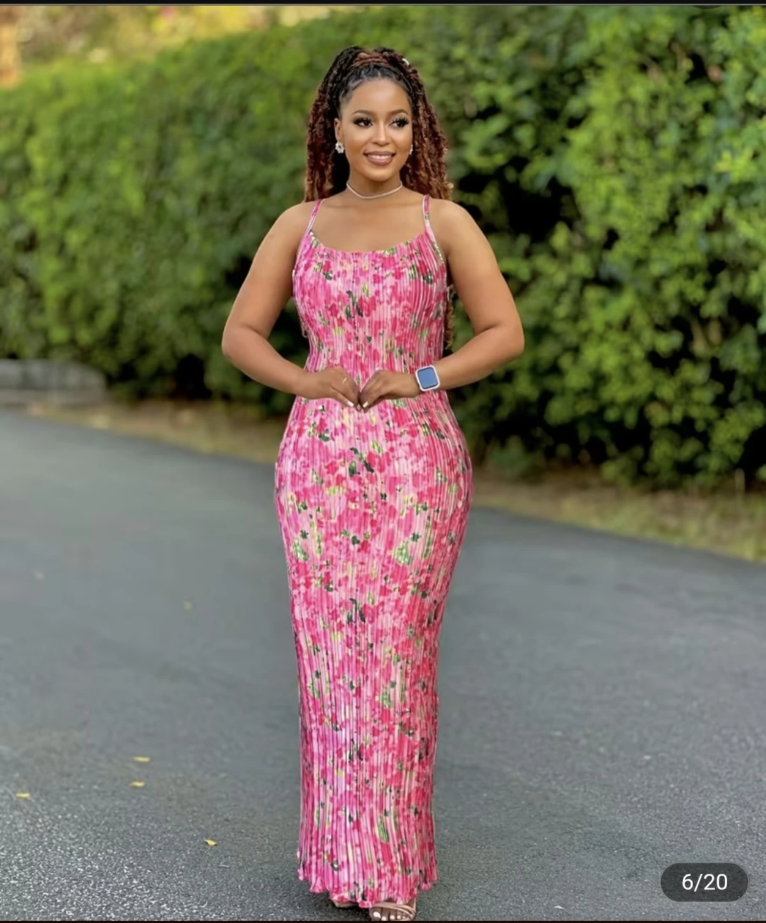 Pink Floral Pleated Maxi Dress - photo 2