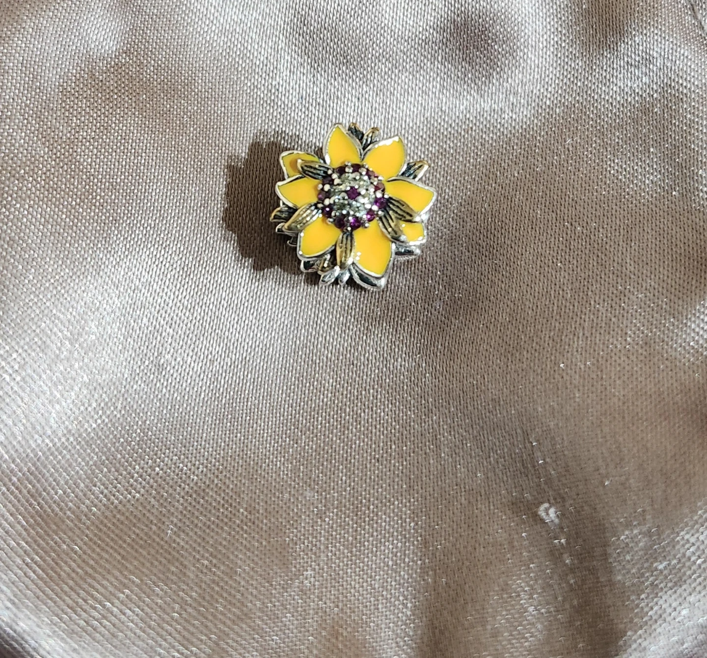Sunflower Charm with Purple and Clear Stones - photo 2