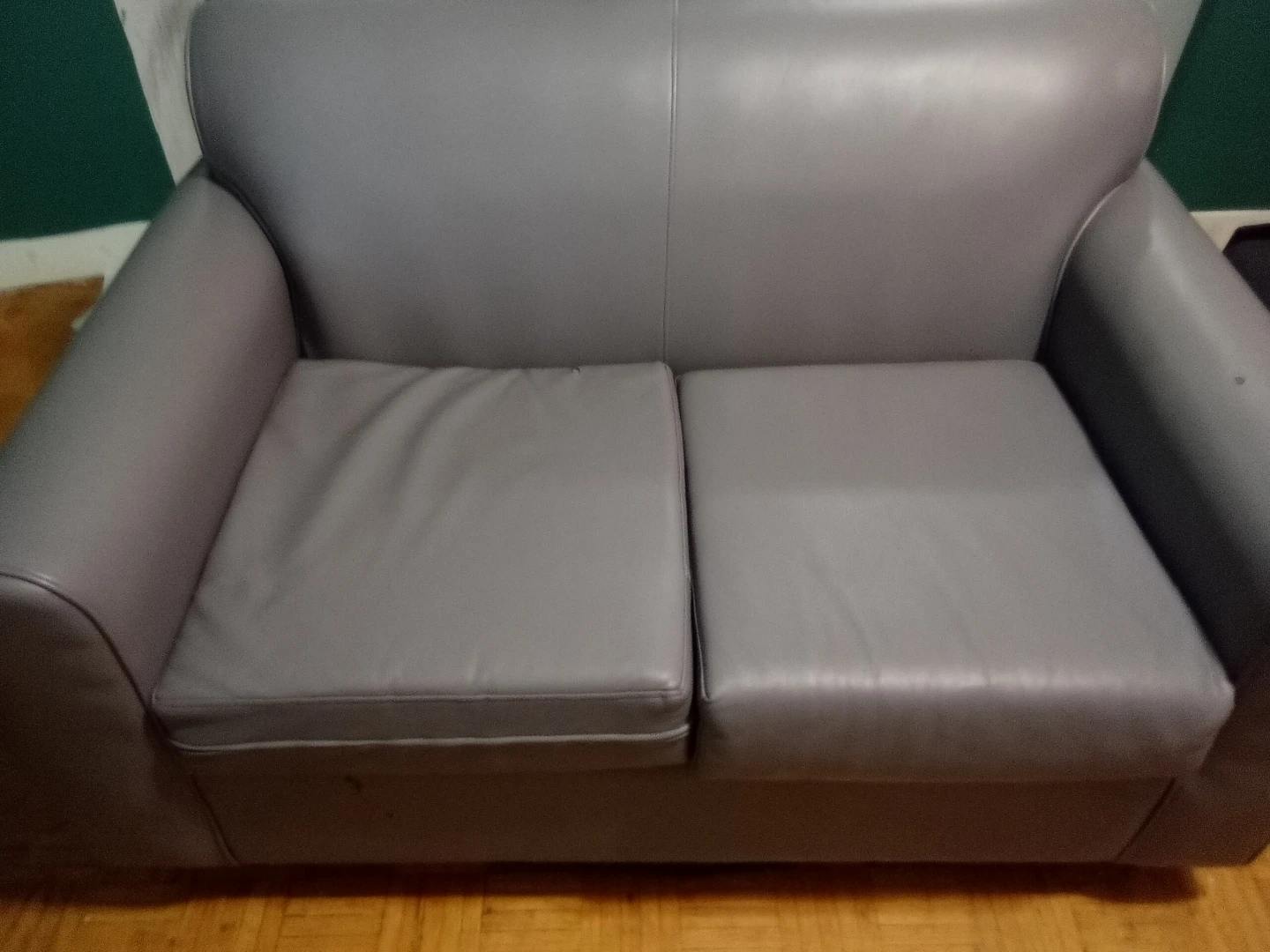 Grey Faux Leather Loveseat - photo 5
