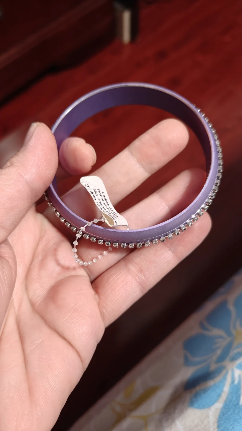 Purple Bangle Bracelet with Rhinestones - photo 3