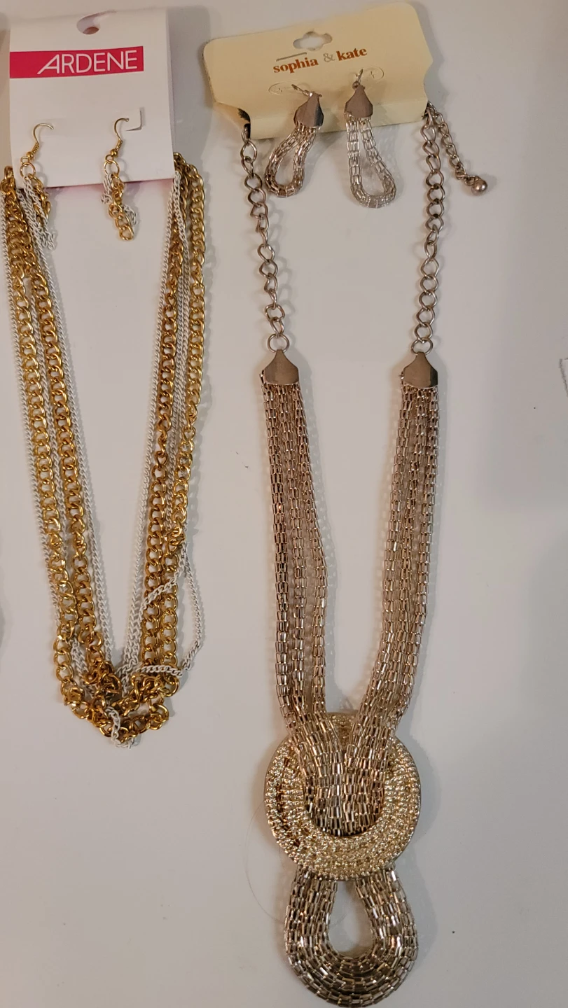Ardene Gold and Silver Tone Chain Necklace and Earring Set(23) - photo 3