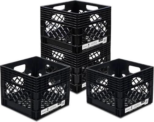 Black Plastic Milk Crates - photo 2