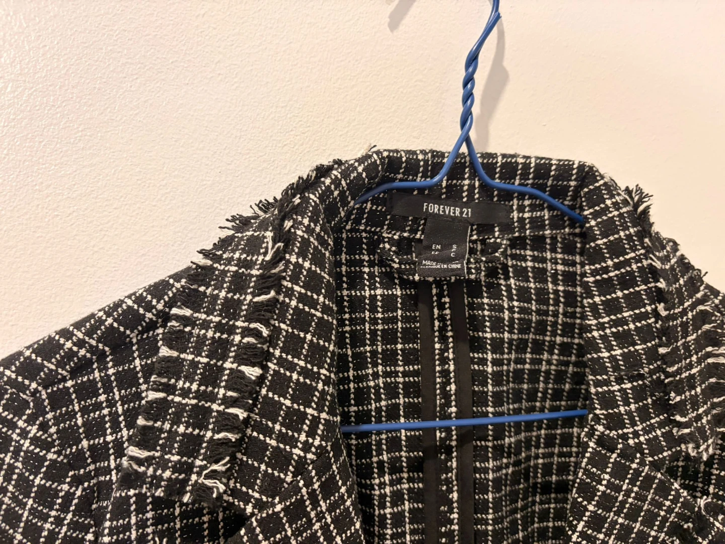 Forever 21 Women's Black and White Plaid Cropped Blazer Size S - photo 3