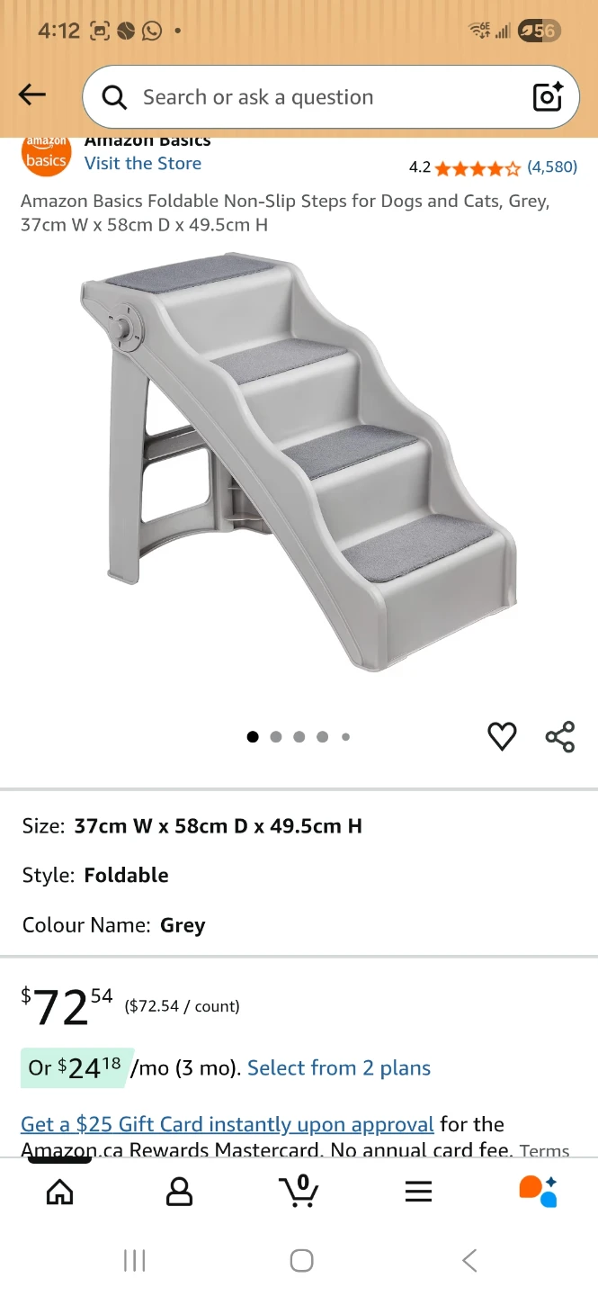 Amazon Basics Foldable Dog and Cat Steps, Grey - photo 2
