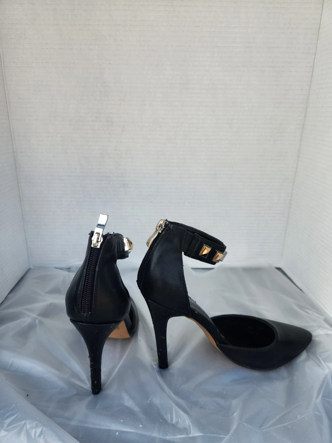 ALDO Black Studded Ankle Strap Heels
