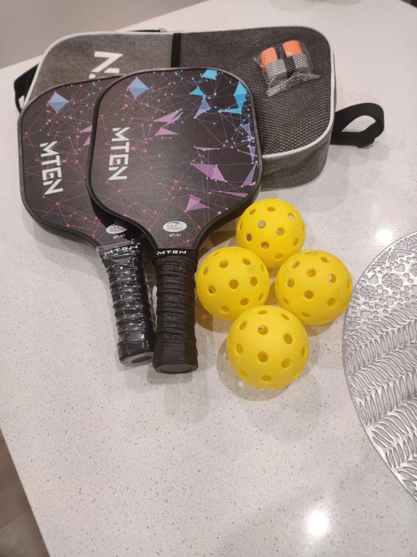 MTEN Pickleball Set with 2 Paddles, 4 Balls, and Carrying Bag