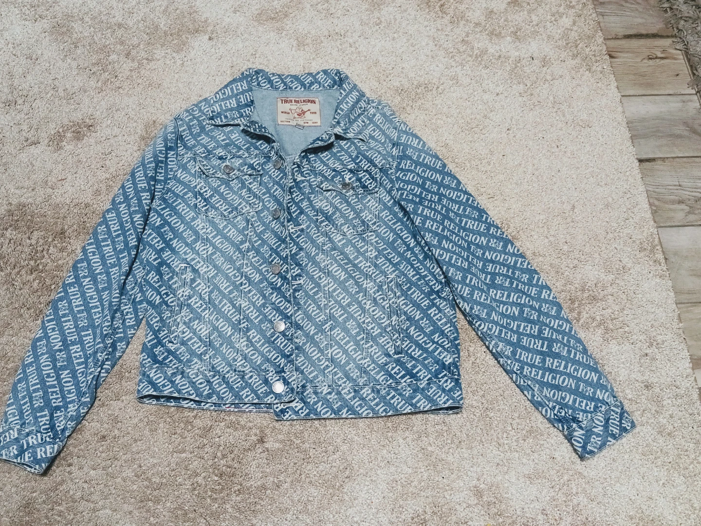 True Religion Denim Jacket All Over Logo Print - photo 2