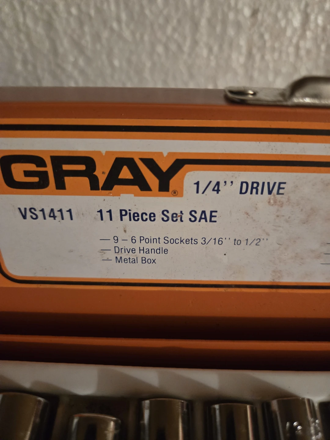 Vintage Gray 11 Piece 1/4" Drive Socket Set SAE - photo 2
