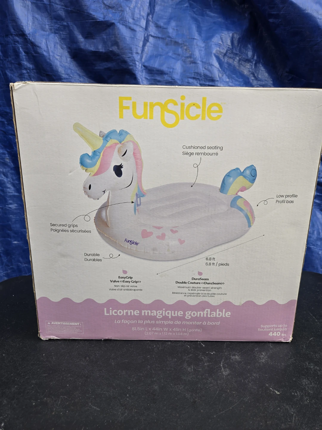 Inflatable unicorn funsicle ride on floaty
