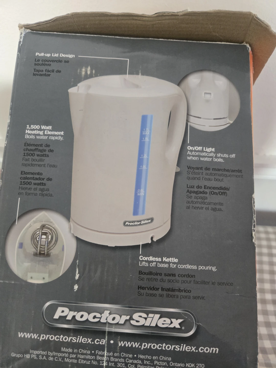 Proctor Silex 1.7L White Cordless Electric Kettle - photo 5