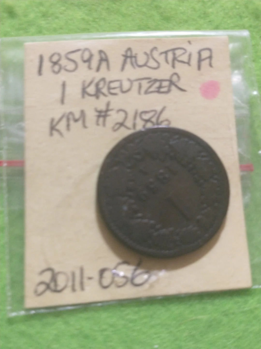1859 Austria 1 Kreuzer Coin KM #2186 - photo 4