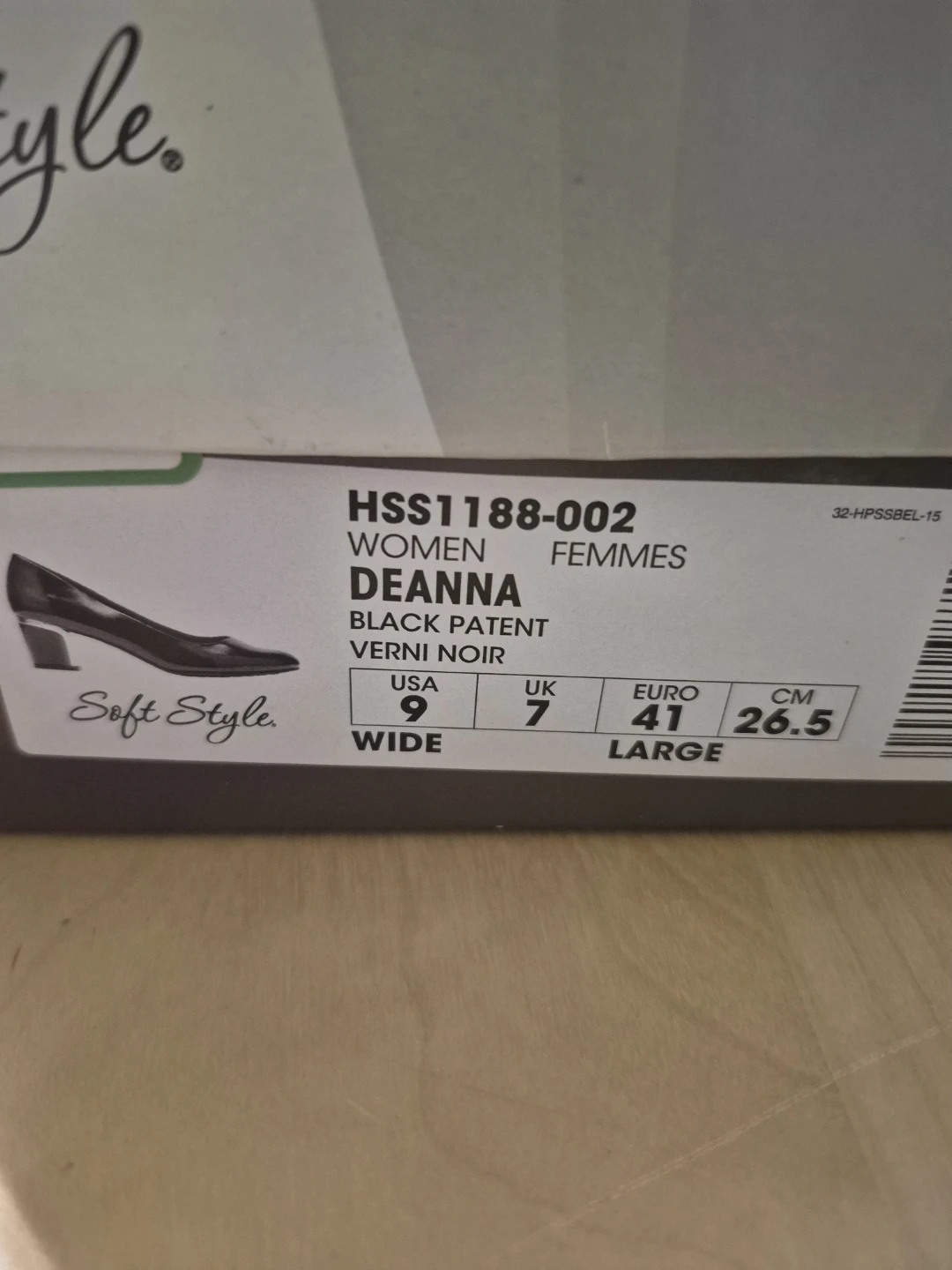 BNIB)Soft Style Deanna Women's Black Patent Heels Size 9 Wide - photo 4