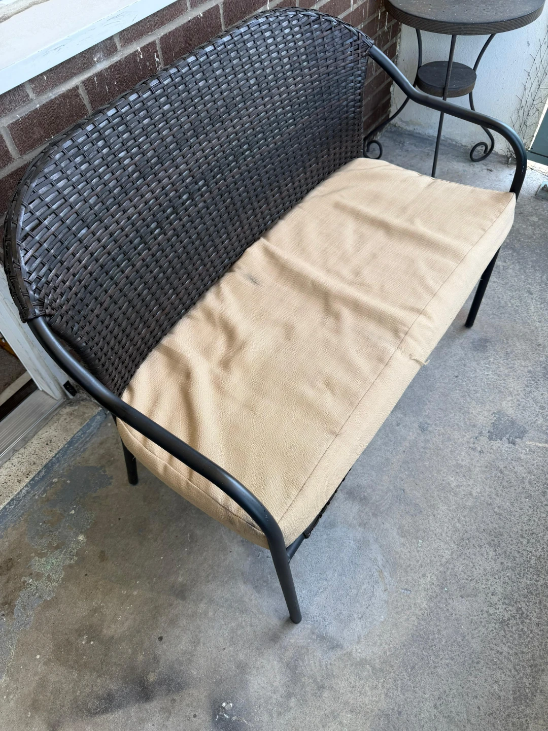 Wicker Outdoor Loveseat Bench with Cushion
