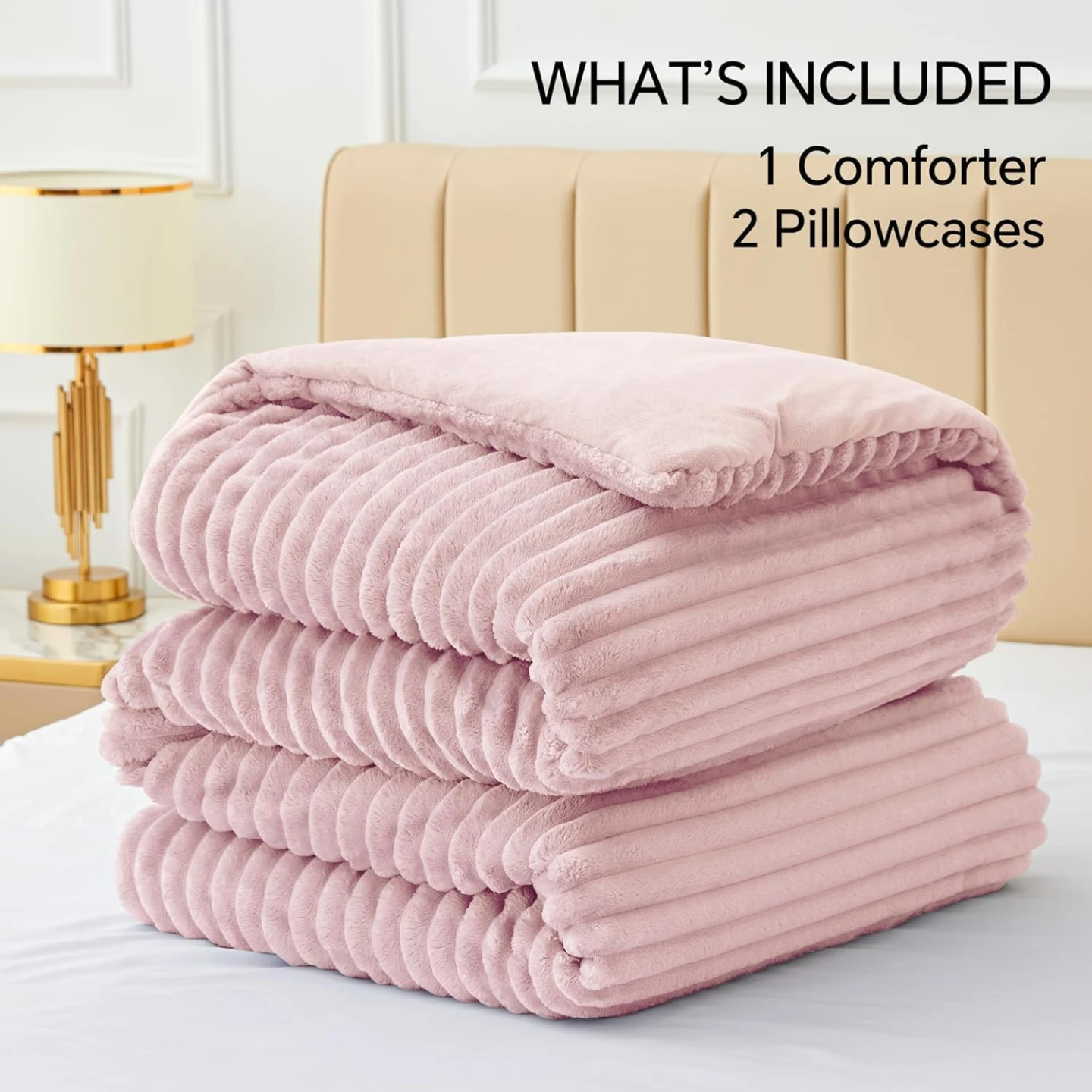 BEDELITE Fleece Queen Comforter Set-PINK -Super Soft & Warm - photo 5