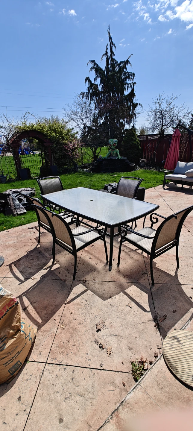 Glass Top Patio Dining Set with 6 Chairs - photo 2