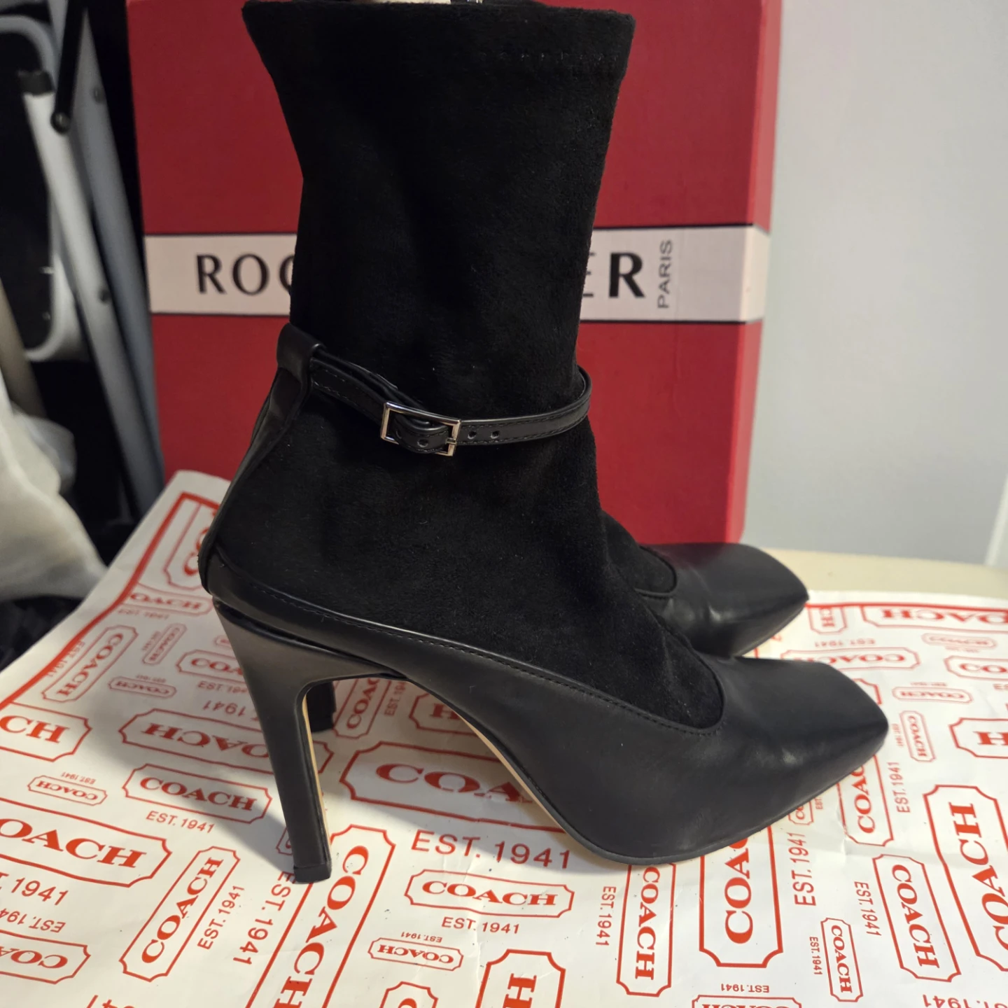 Black Suede & Leather Ankle Boots - photo 2