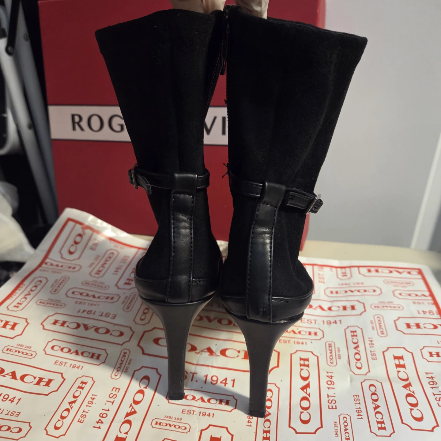 Black Suede & Leather Ankle Boots - photo 3