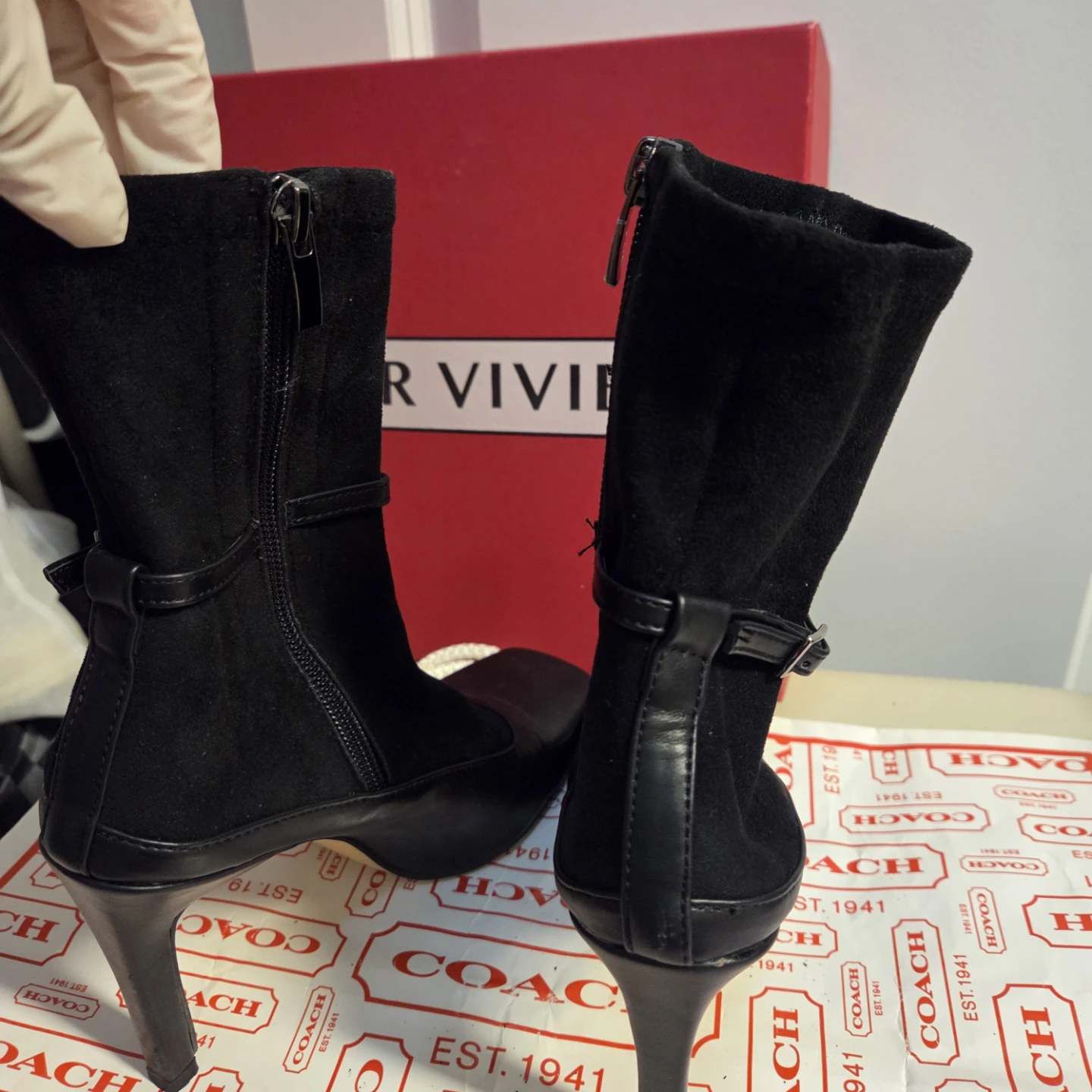 Black Suede & Leather Ankle Boots - photo 4