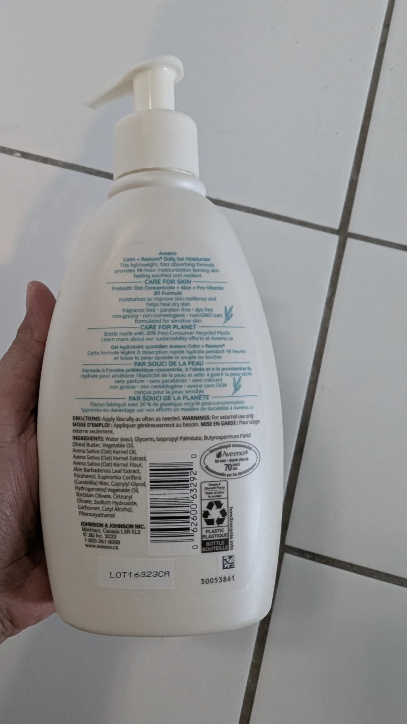 Aveeno Calm + Restore Daily Gel Moisturizer 340g - photo 2
