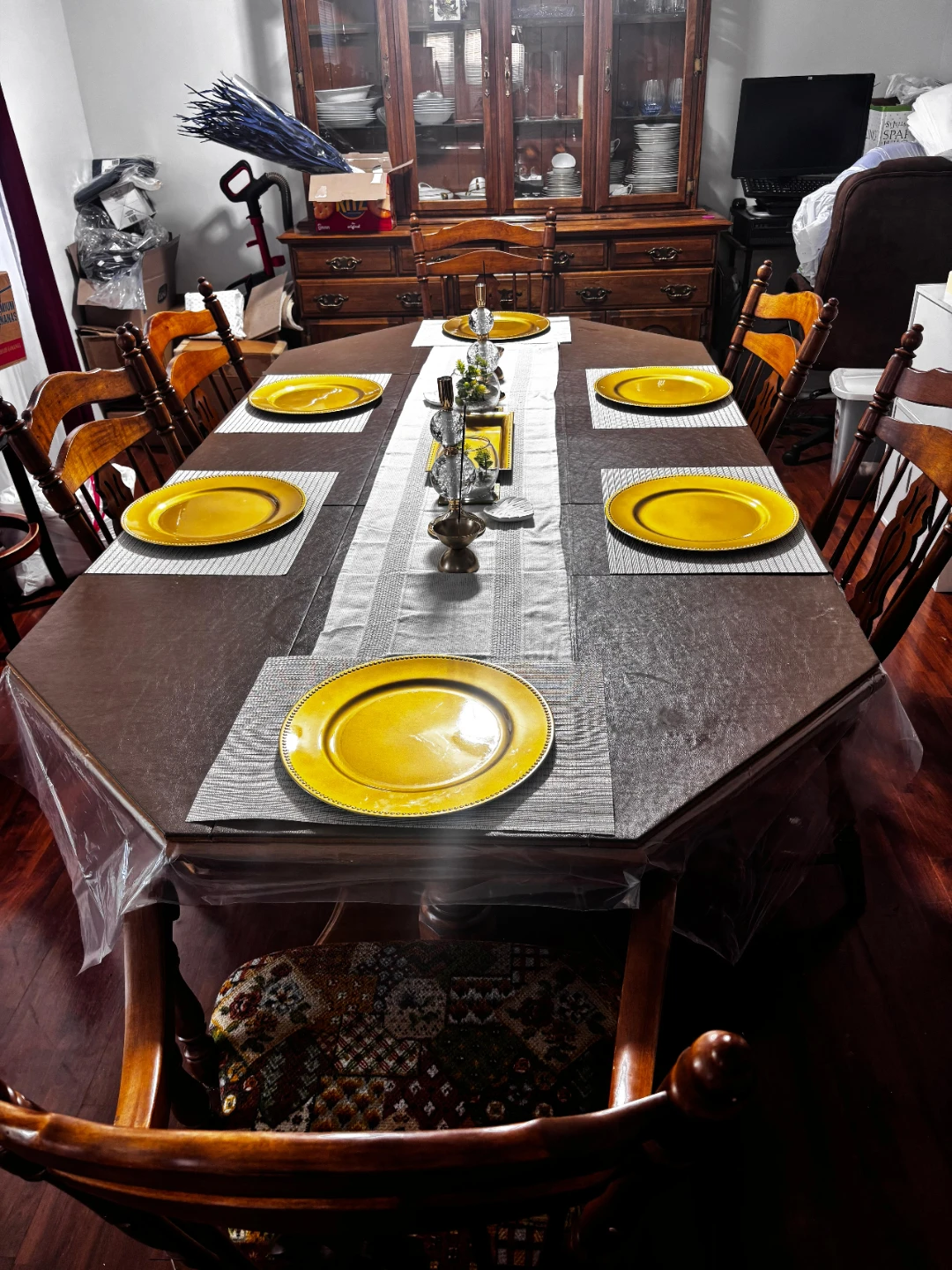 Wooden Dining Hutch with Glass Doors - photo 4