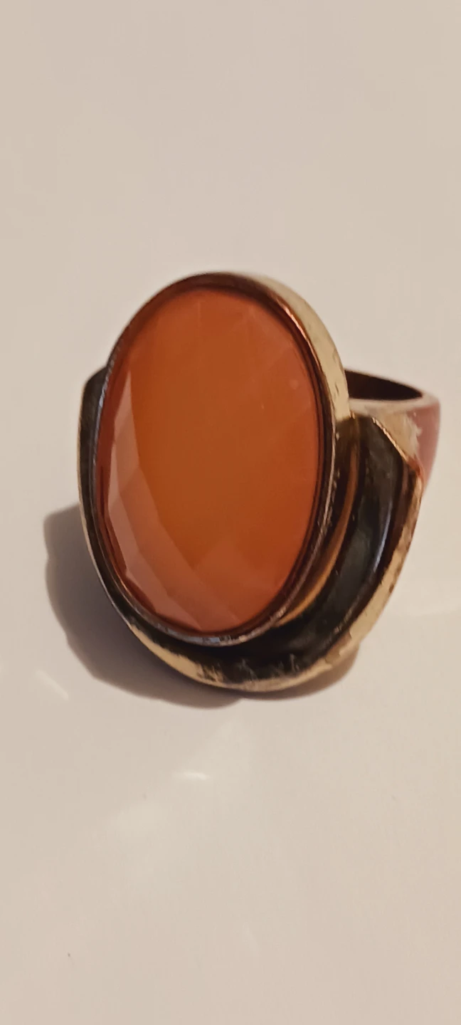 Gold Tone Ring with Orange Faceted Stone - photo 4