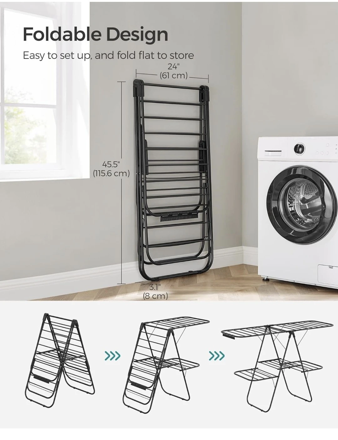 SONGMICS Folding Drying Rack Black
