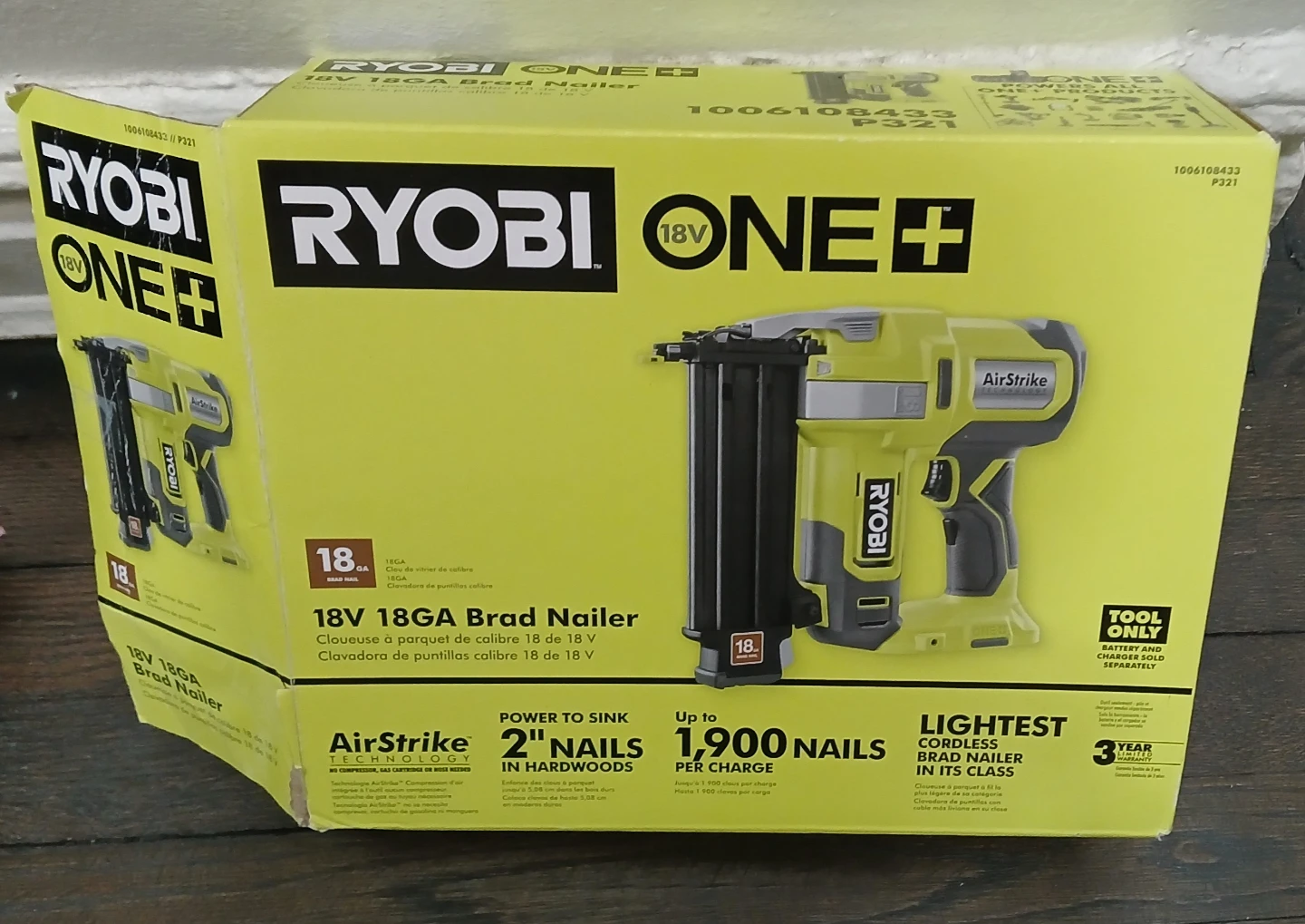 Ryobi ONE+ 18V 18GA Cordless Brad Nailer (Tool Only)