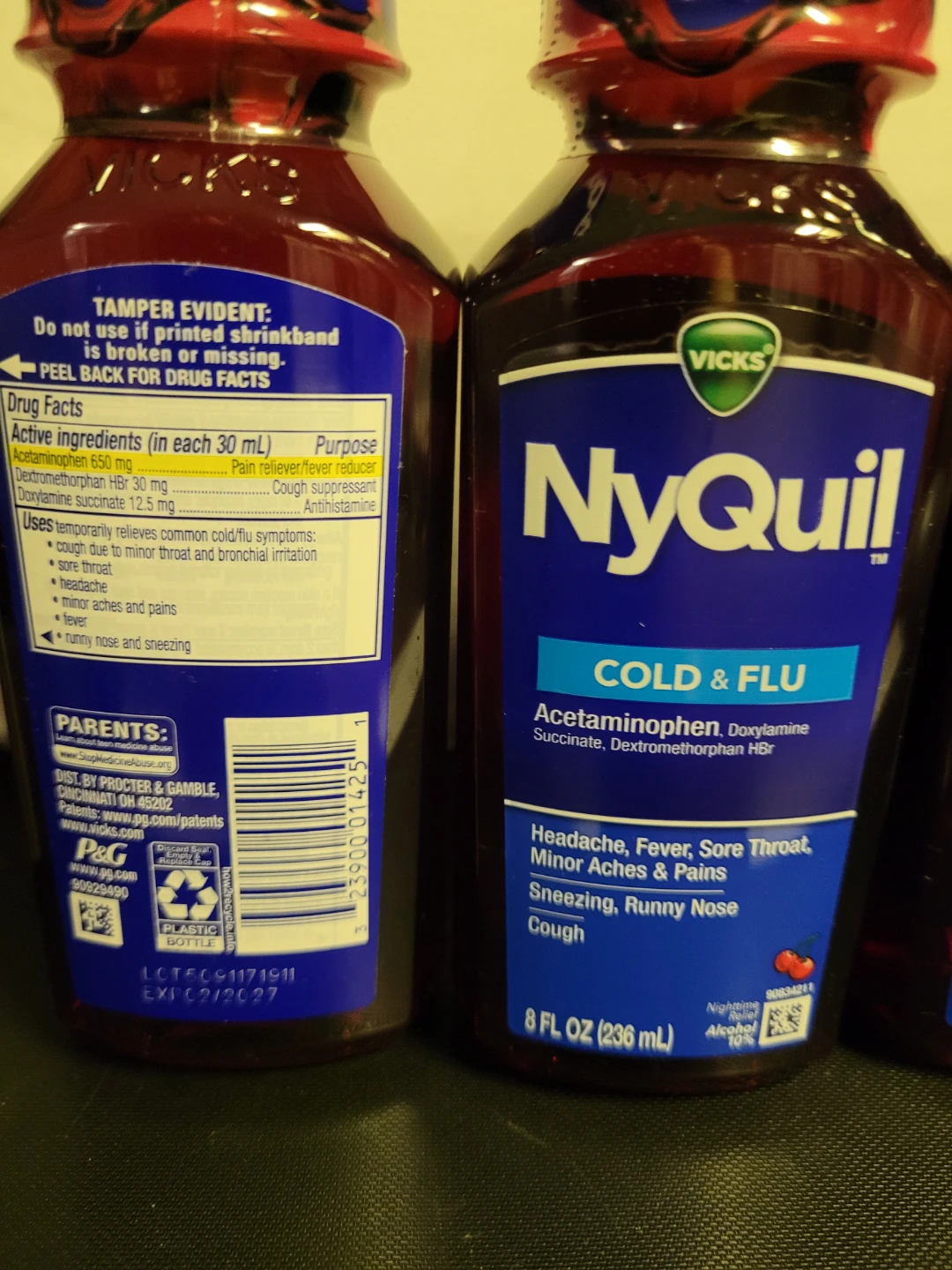 Vicks NyQuil Cold & Flu Relief - 4 x 8oz Bottles - photo 2