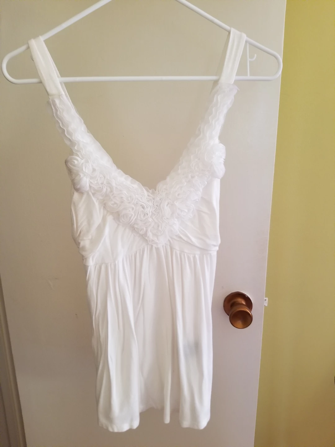 White Tank Top with Ruffle Detail