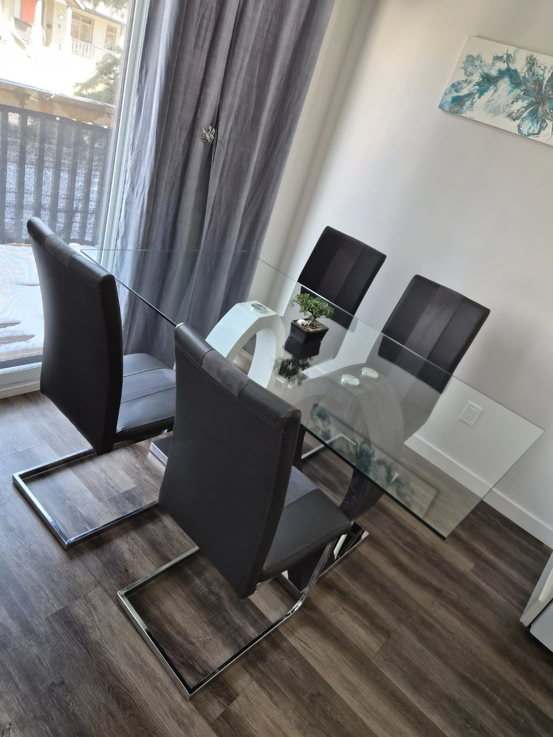 Glass Dining Table with 6 Chairs
