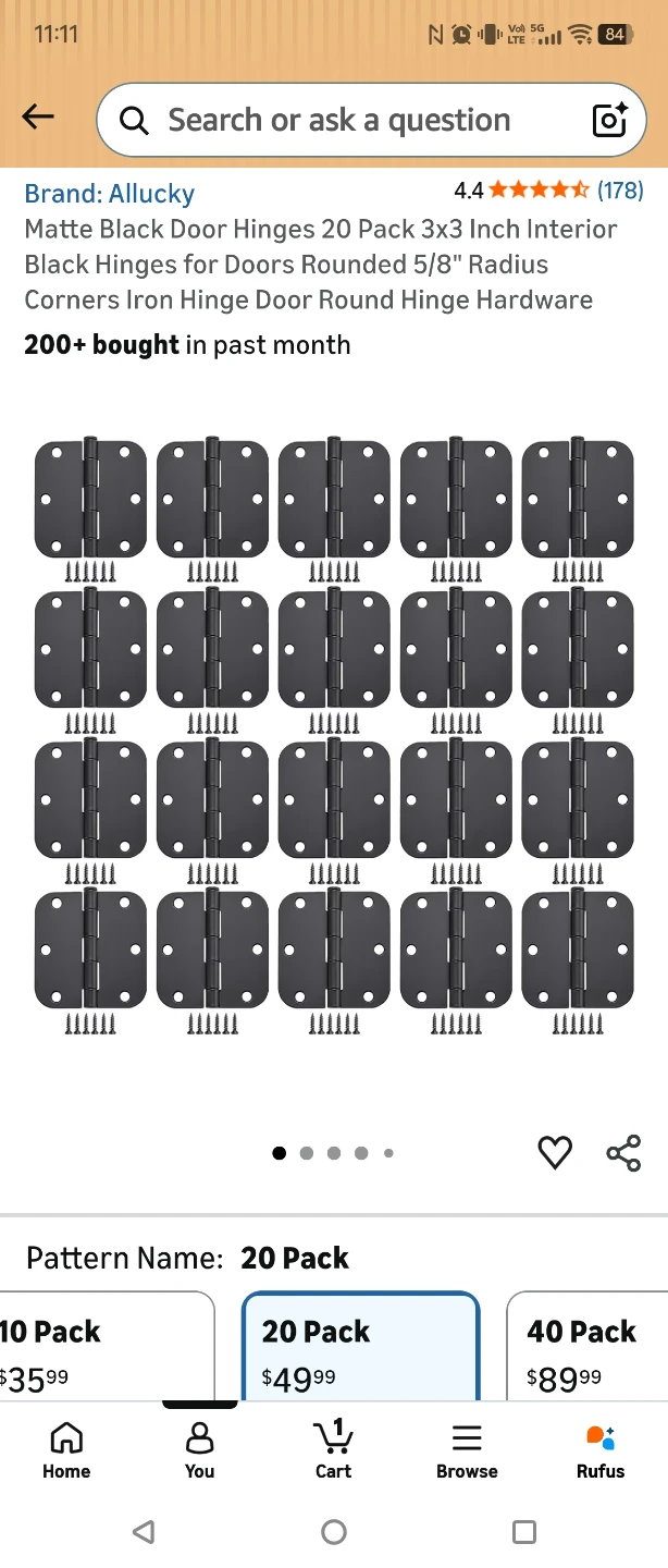 Allucky Matte Black Interior Door Hinges - 20 Pack - photo 2