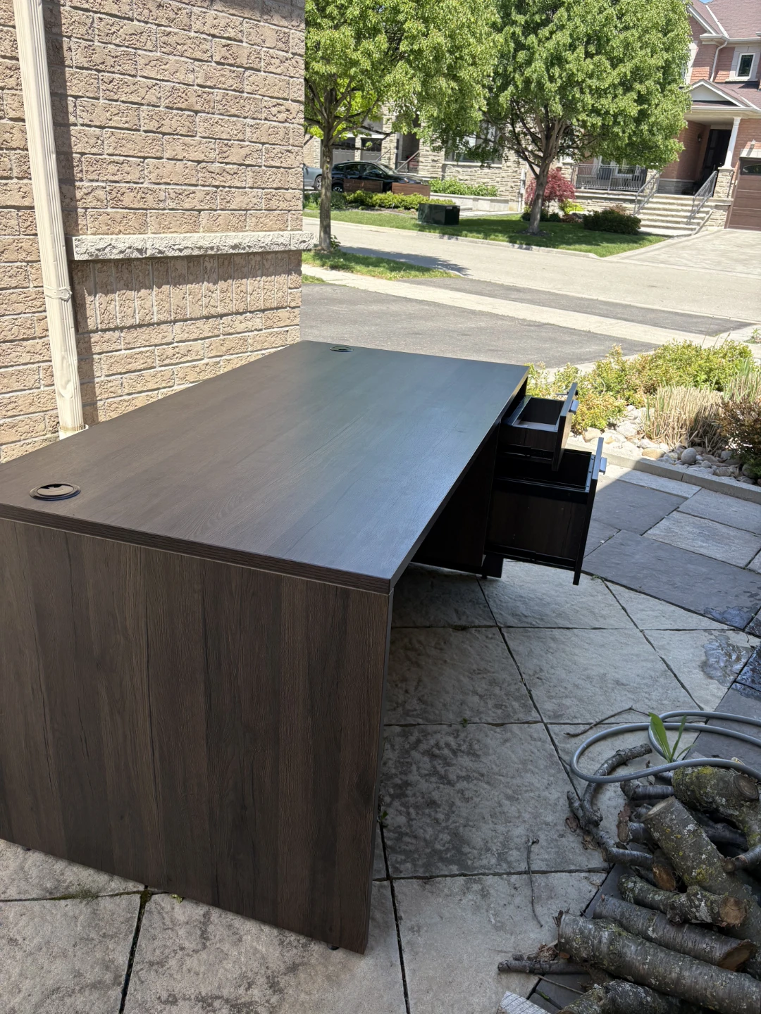 Dark Wood Executive Desk with Drawers