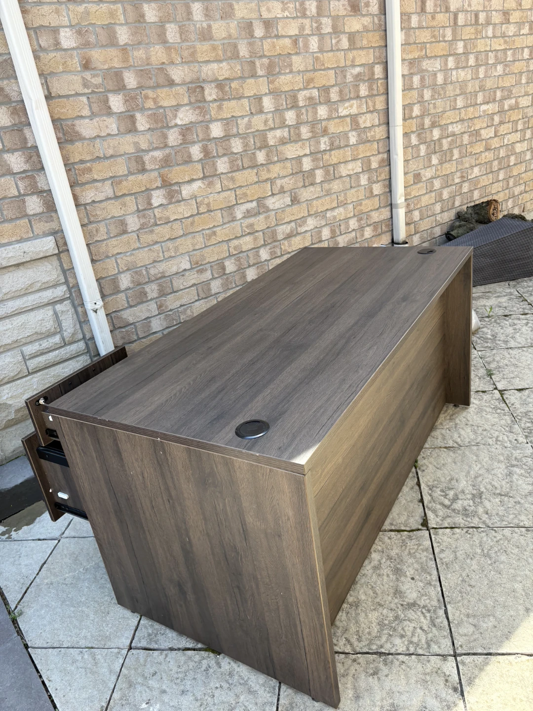 Dark Wood Executive Desk with Drawers - photo 3