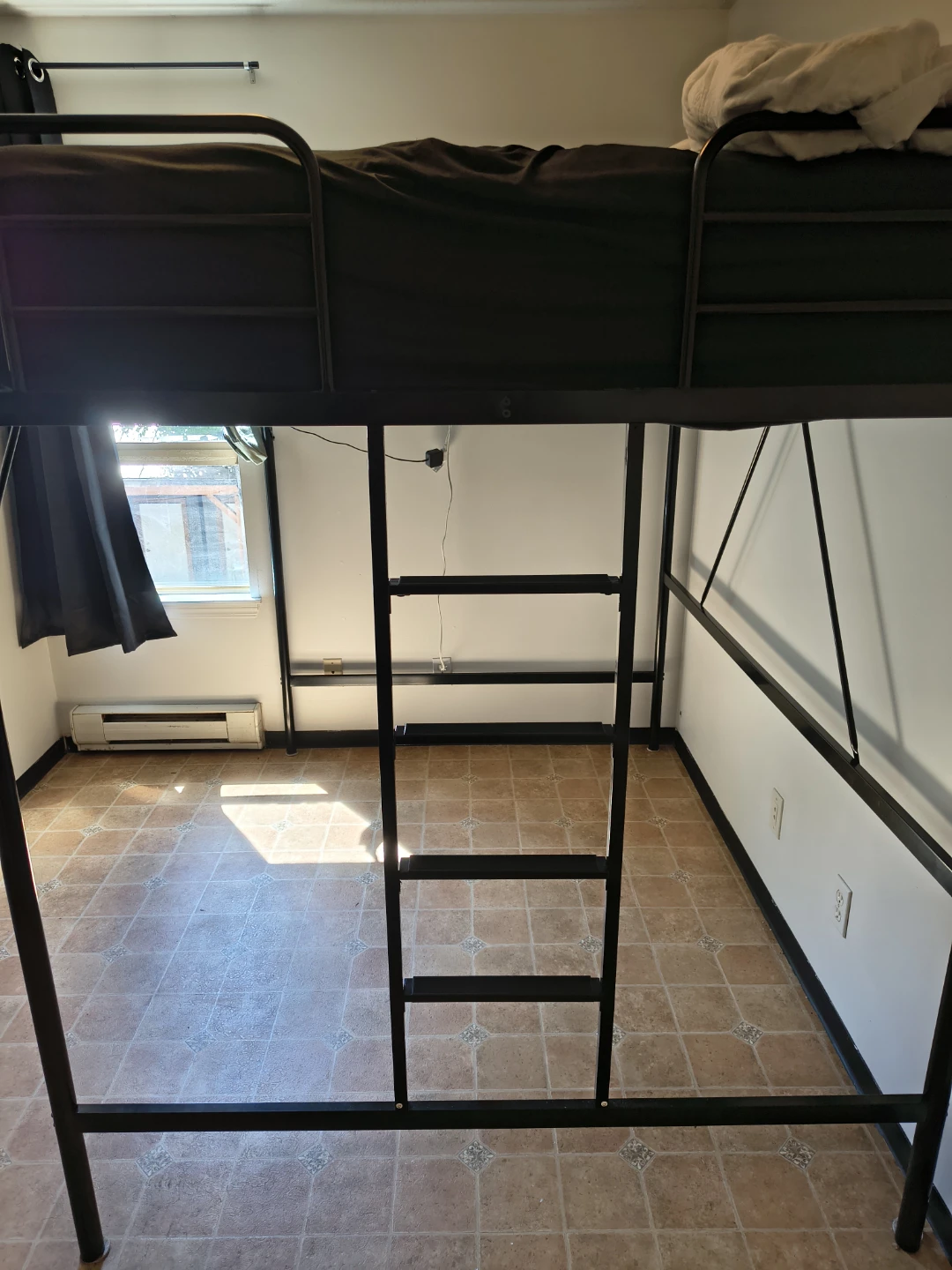 Black Metal Loft Bed Frame