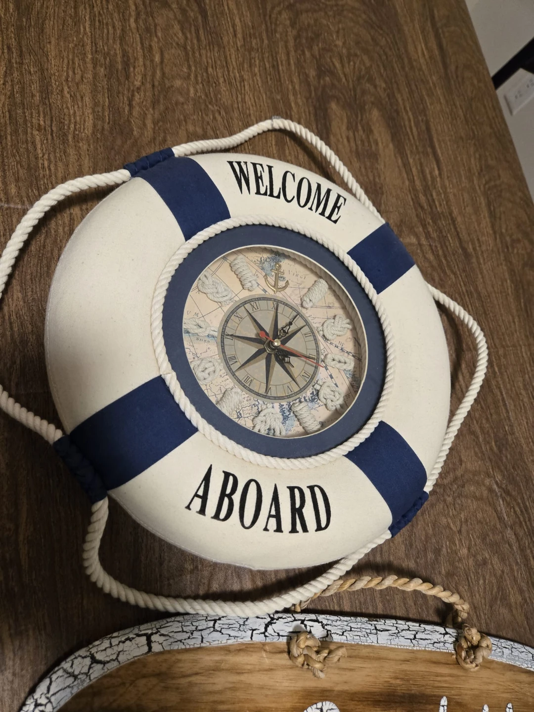 Nautical Welcome Aboard Life Ring Clock