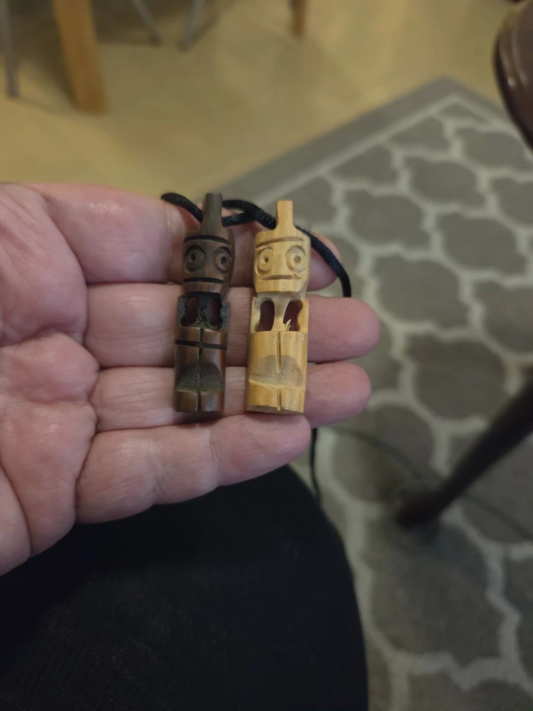 Set of 2 Hand Carved Wooden Pendants - photo 2