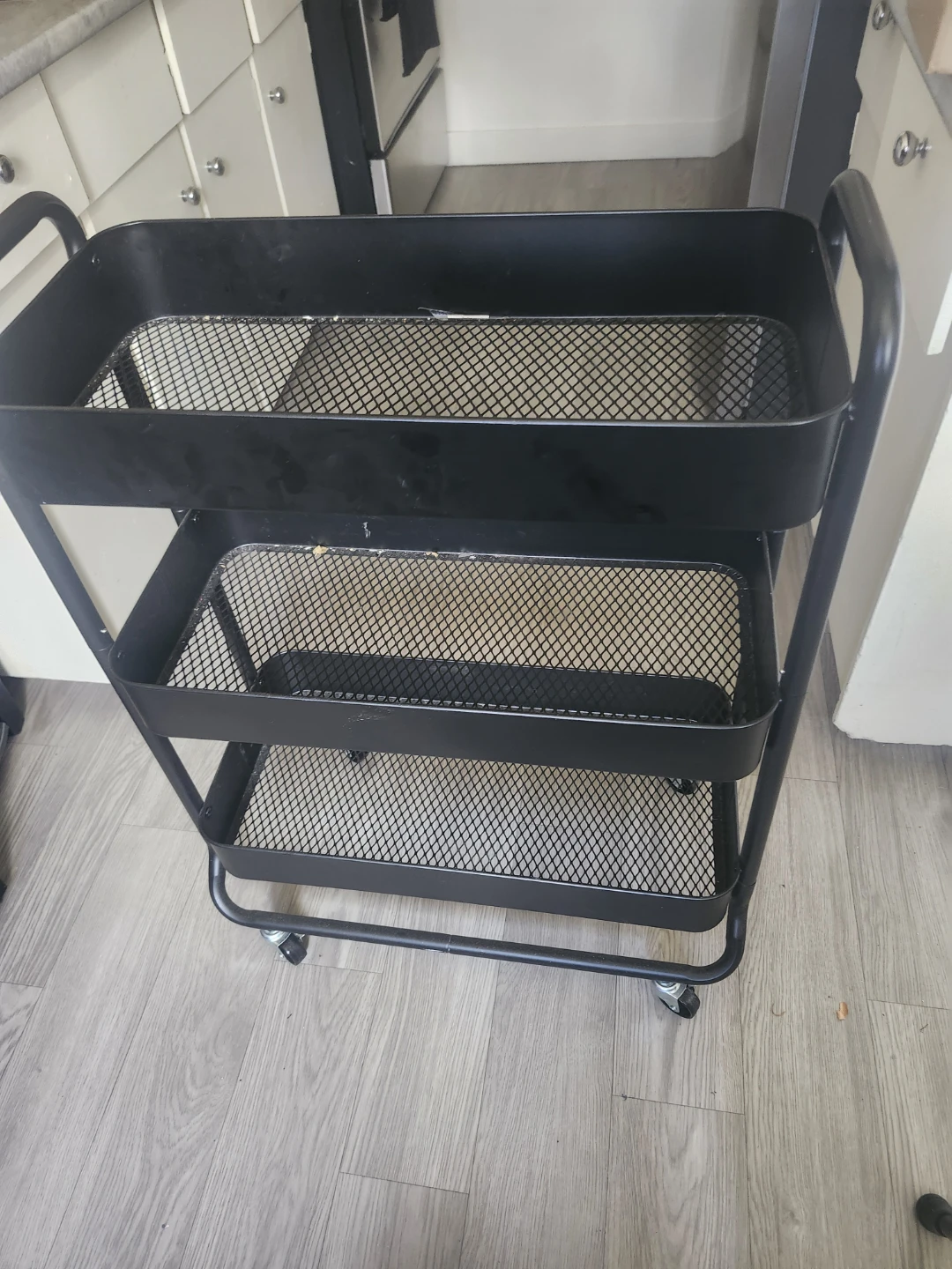 Black 3-Tier Rolling Utility Cart