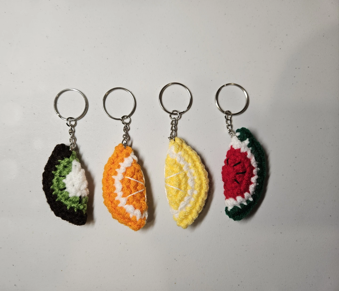 Crocheted Fruit Slice Keychains