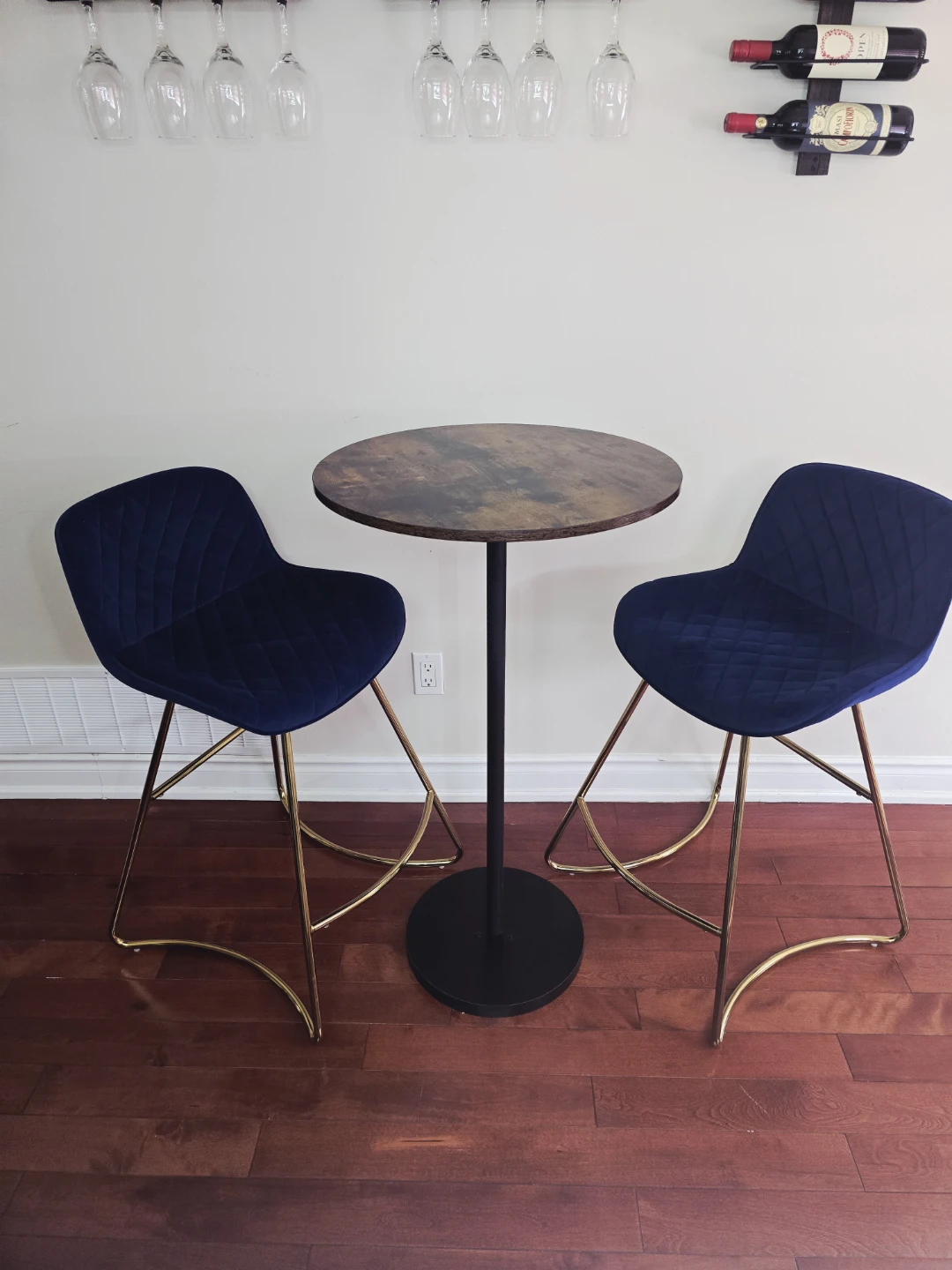 Velvet Bar Stools and Round Pub Table Set