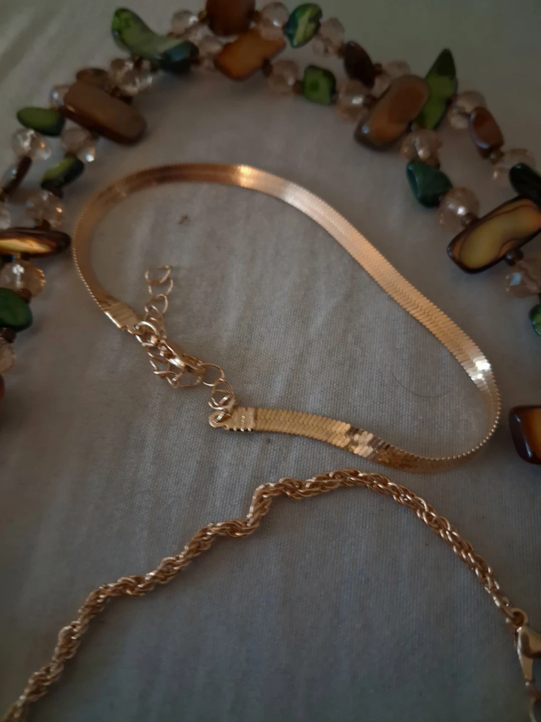 Beaded Necklace and Gold Tone Chain Set - photo 5