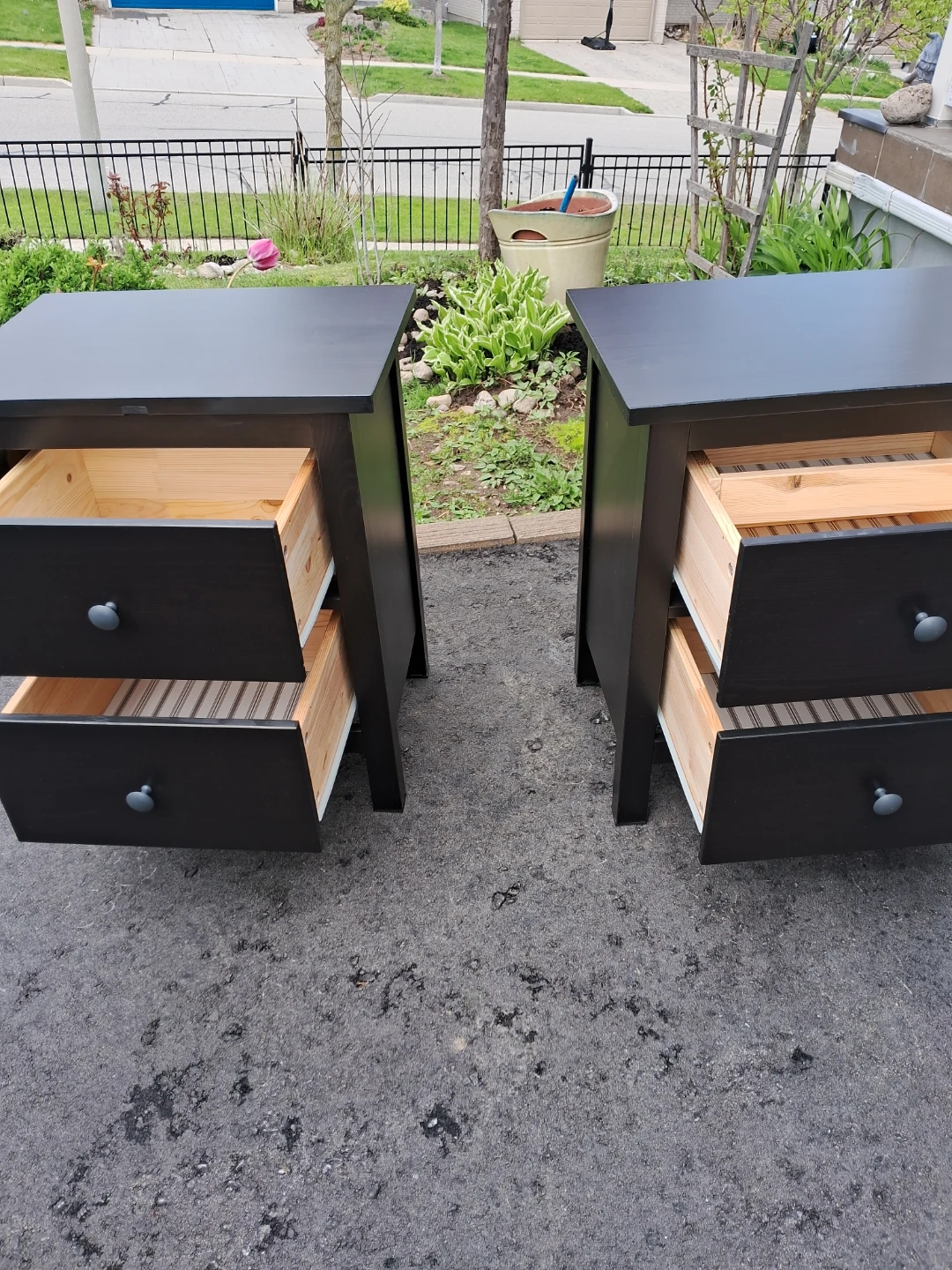 Pair of Black 2-Drawer Nightstands - photo 2