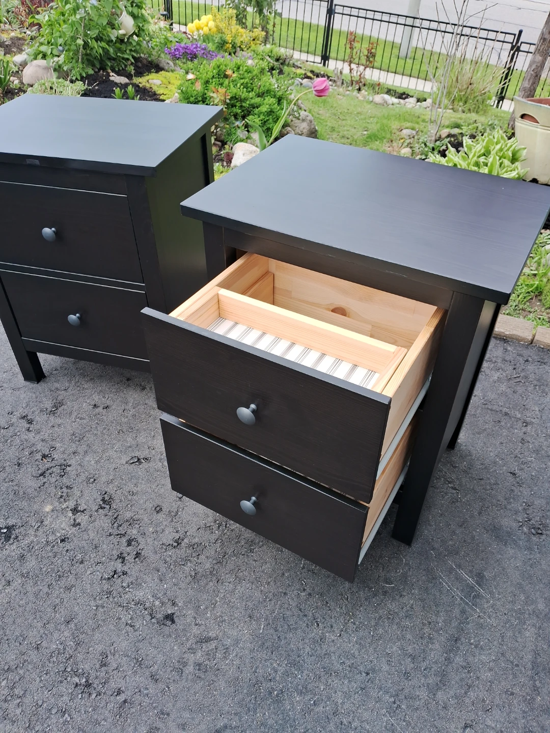 Pair of Black 2-Drawer Nightstands - photo 3