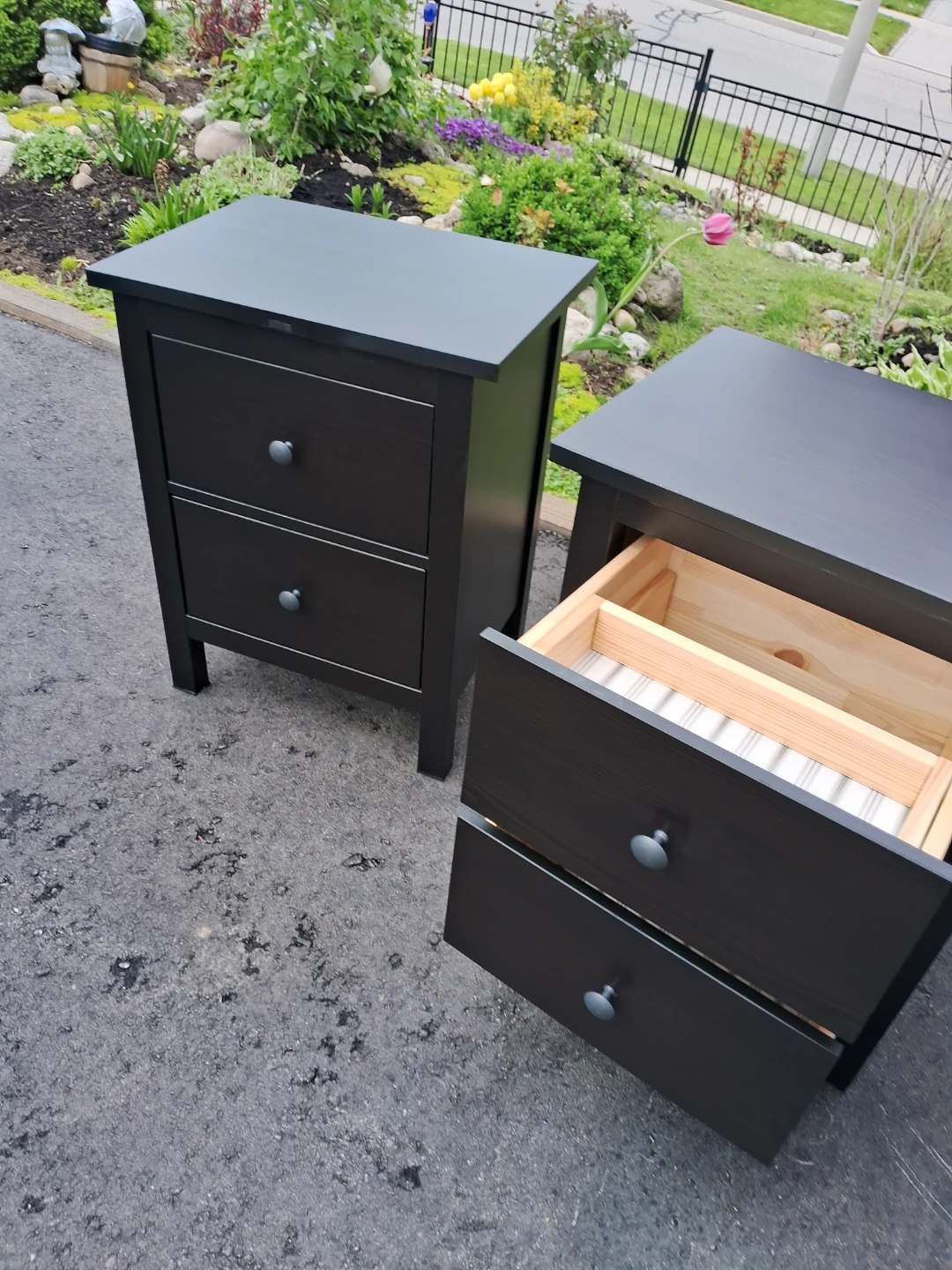 Pair of Black 2-Drawer Nightstands - photo 4