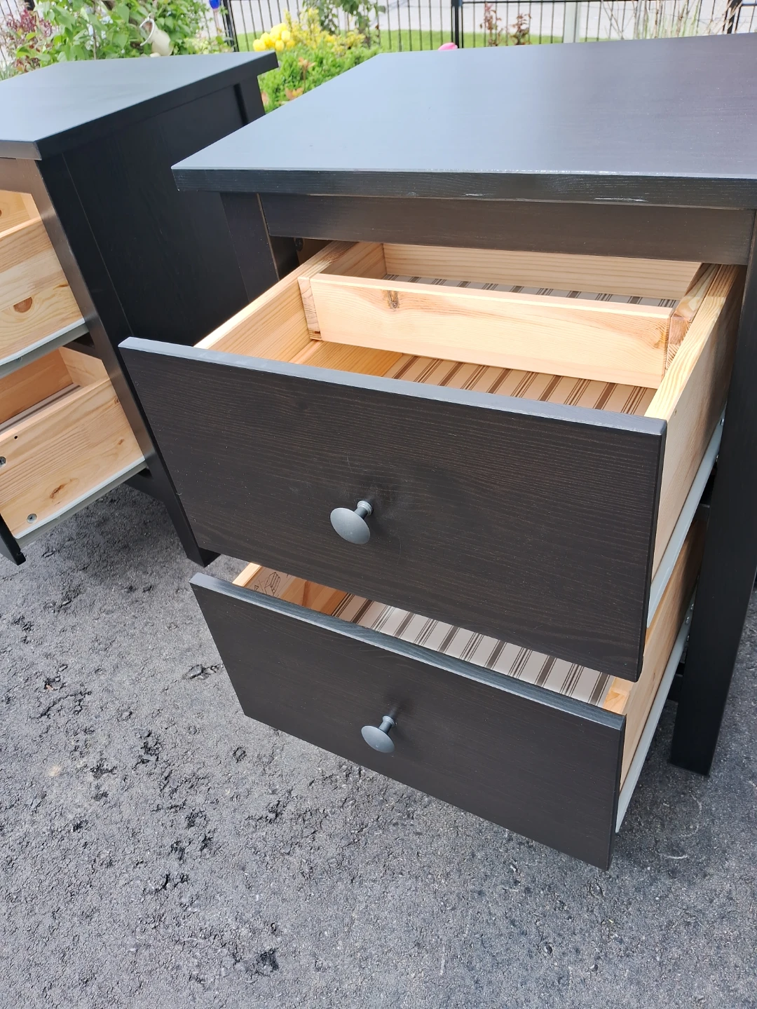 Pair of Black 2-Drawer Nightstands - photo 5