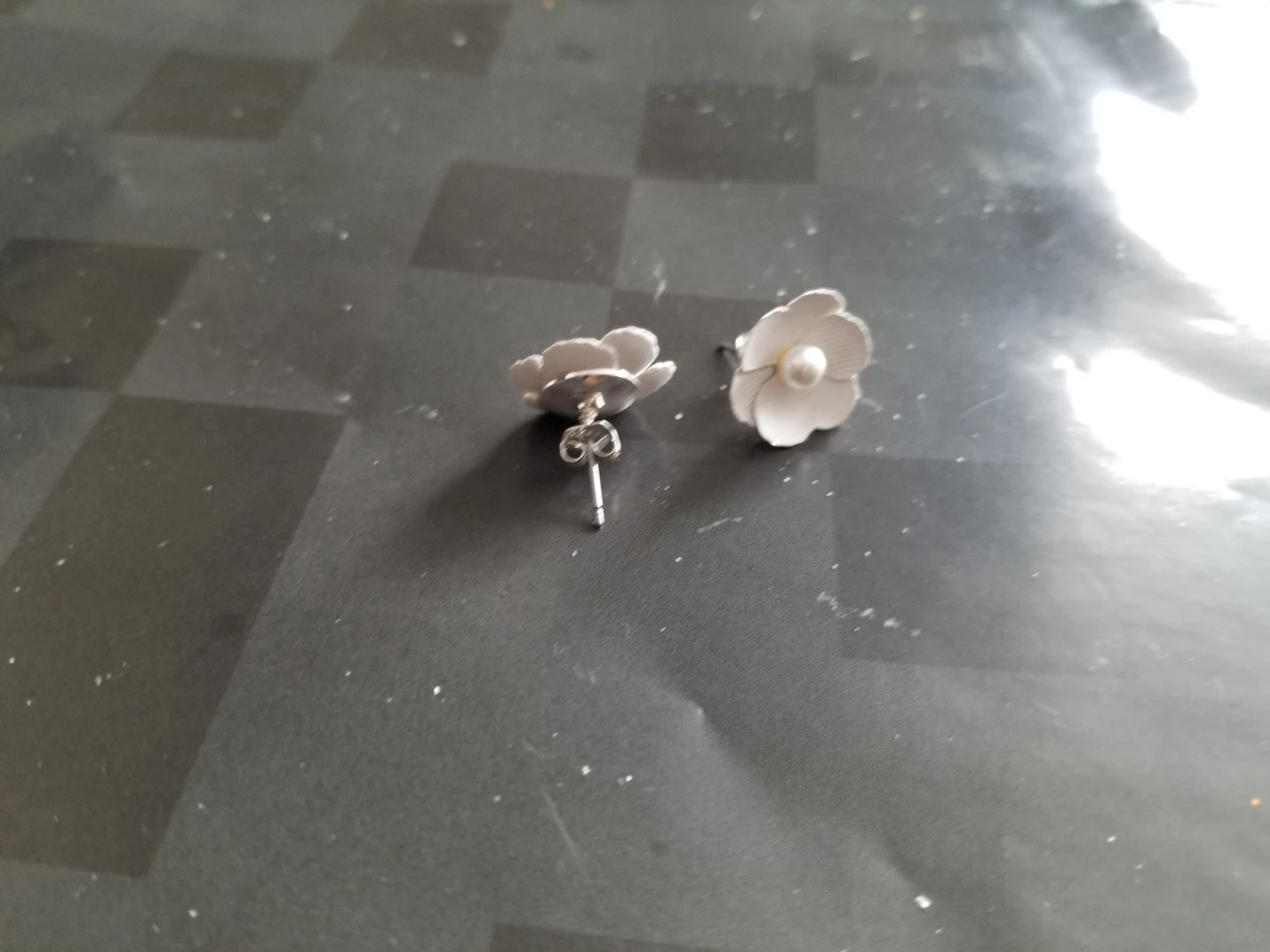 Flower Stud Earrings with Pearl Detail - photo 2