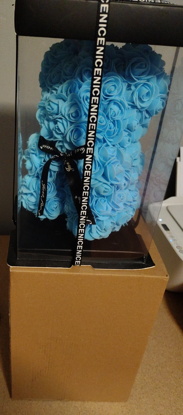 Blue Rose Teddy Bear