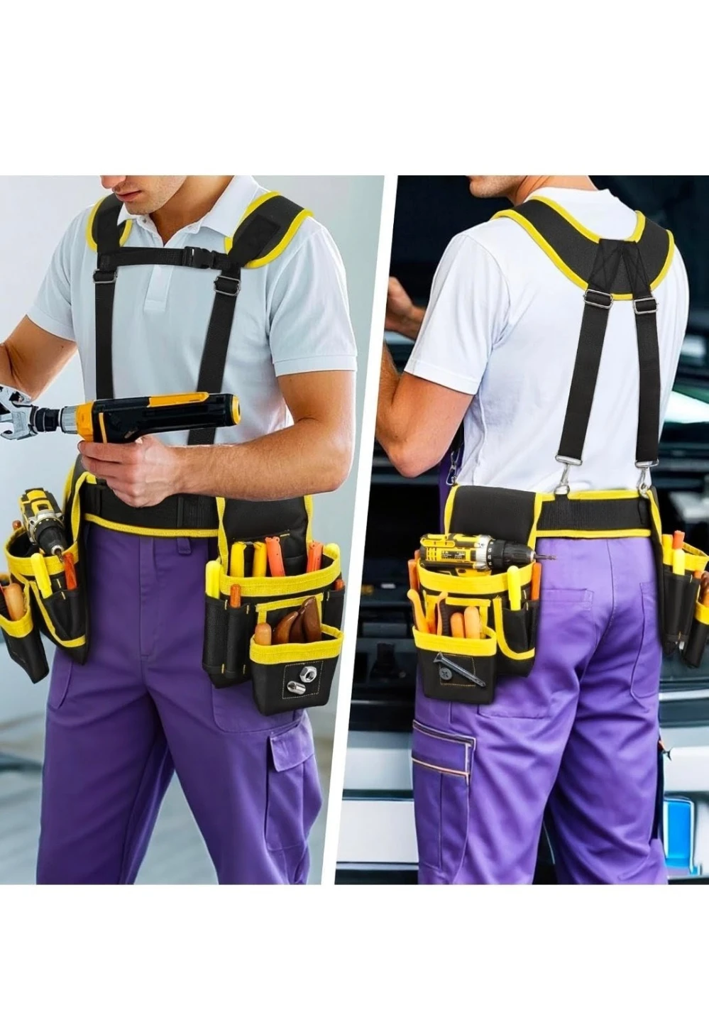 NEW Tool Pouch Tool Belt with Suspenders, Magnetic Tool Pouch